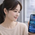 iPhoneの画面を見ながら、Apple Intelligence経由でChatGPTを使うイメージ